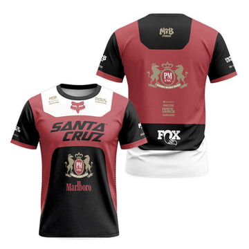 Santa Cruz Marlboro Red Black Factory Short Sleeve Mountain Bike Jersey - front and back view