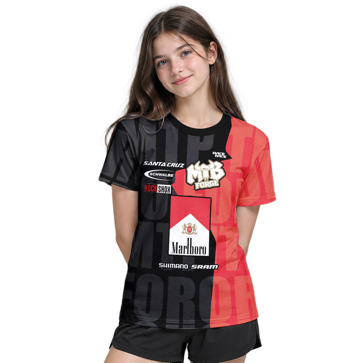 Santa Cruz Marlboro Youth Short Sleeve Mountain Bike Jersey – Girl Lifestyle View