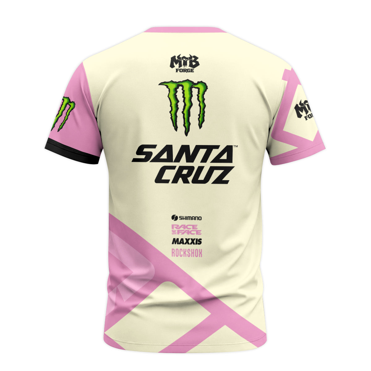 Santa Cruz Monster Energy Cream Pink Short Sleeve Mountain Bike Jersey - back view mockup