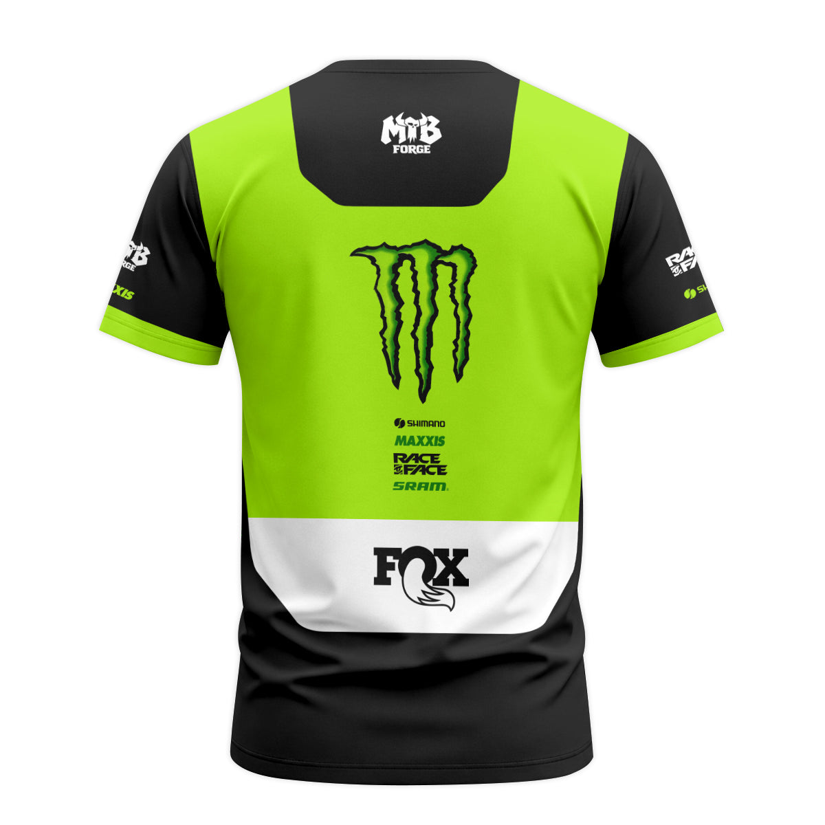 Santa Cruz Monster Energy Neon Green Black Factory Short Sleeve Mountain Bike Jersey - back view mockup
