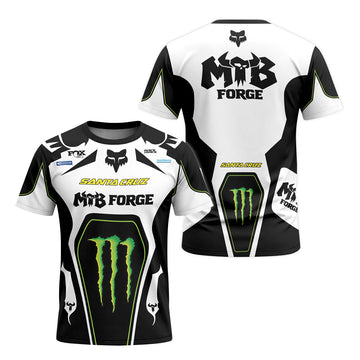 Santa Cruz Monster Energy White Black Short Sleeve Mountain Bike Jersey - front and back view
