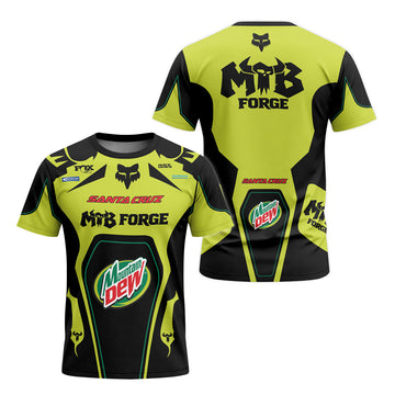 Santa Cruz Mountain Dew Neon Yellow Short Sleeve Mountain Bike Jersey - front and back view