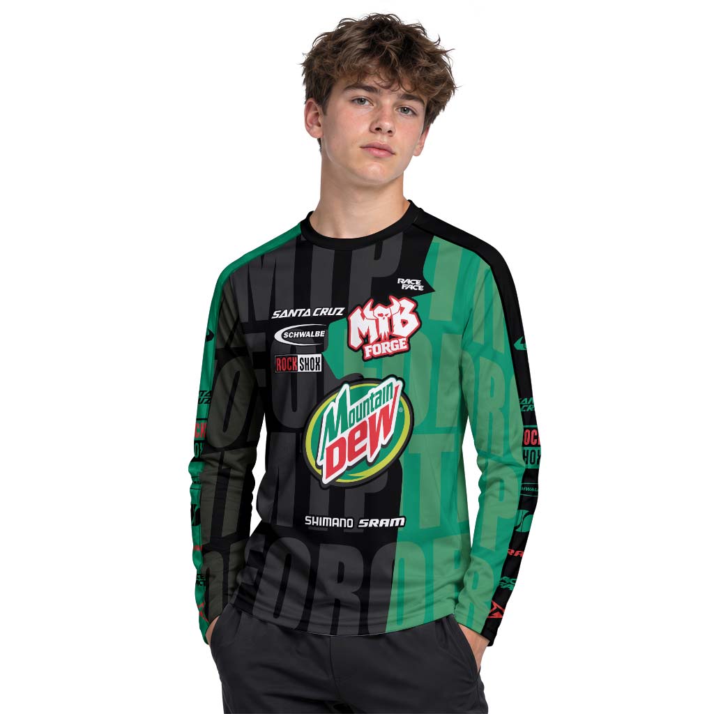 Santa Cruz Mountain Dew Youth Long Sleeve Mountain Bike Jersey – Boy Lifestyle View