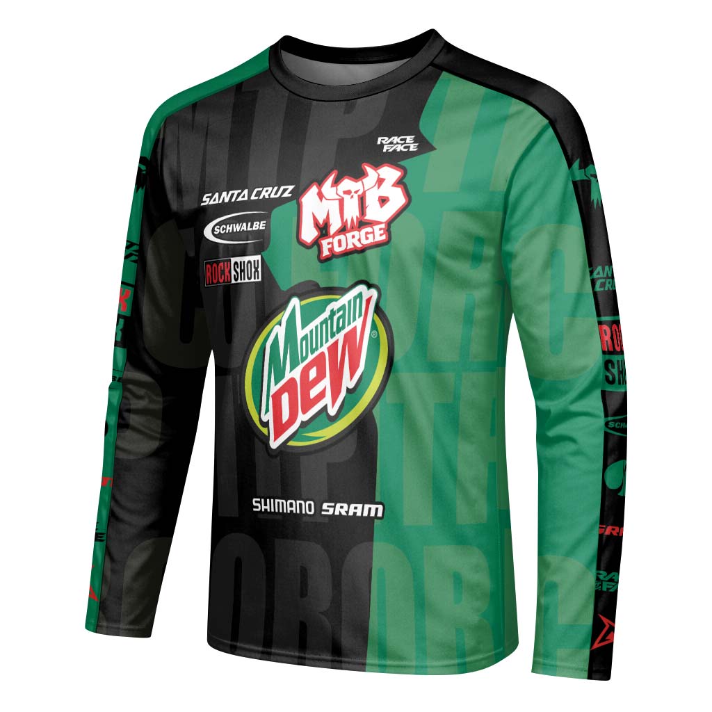 Santa Cruz Mountain Dew Youth Long Sleeve Mountain Bike Jersey – Left Side View Mockup