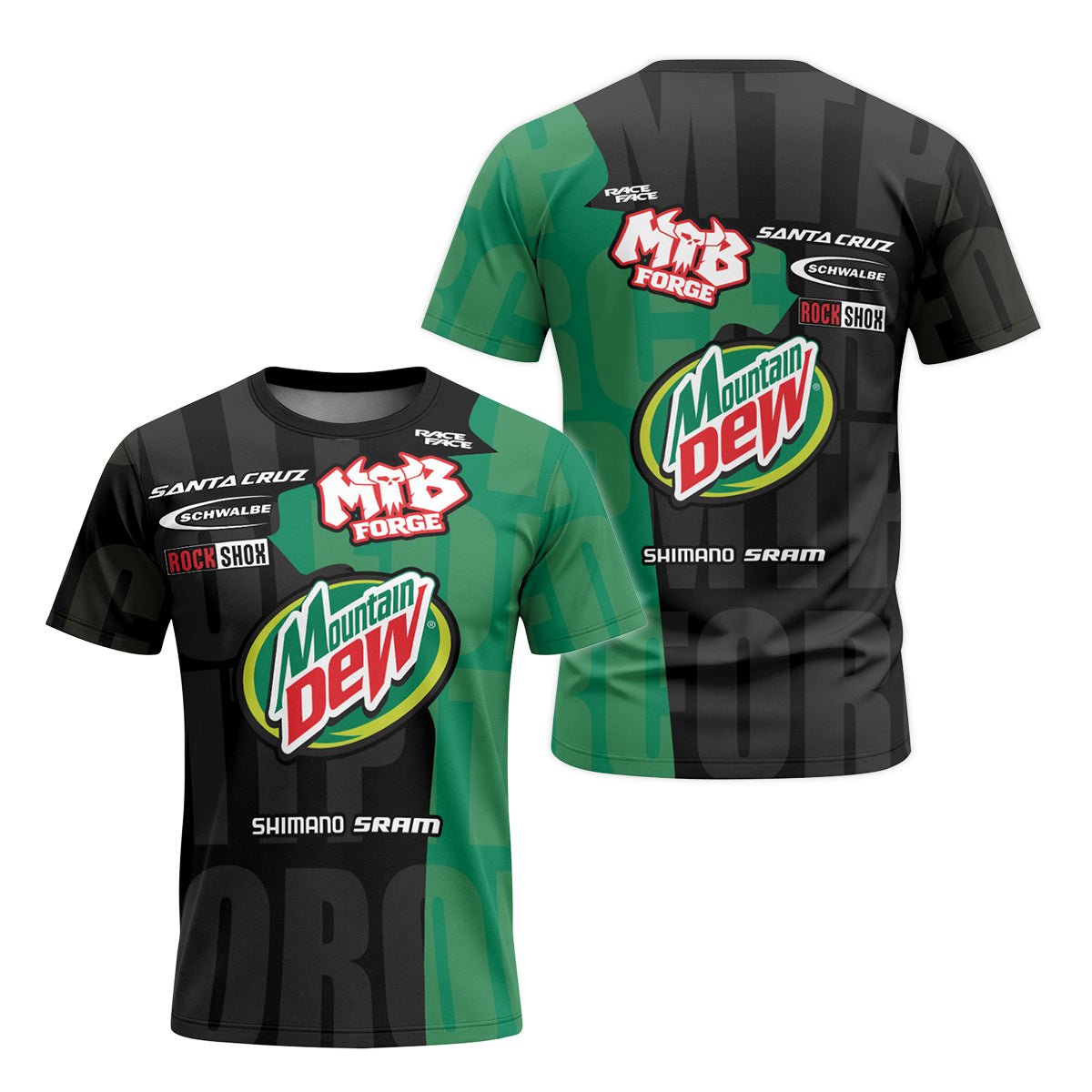 Santa Cruz Mountain Dew Youth Short Sleeve Mountain Bike Jersey – Front and Back View