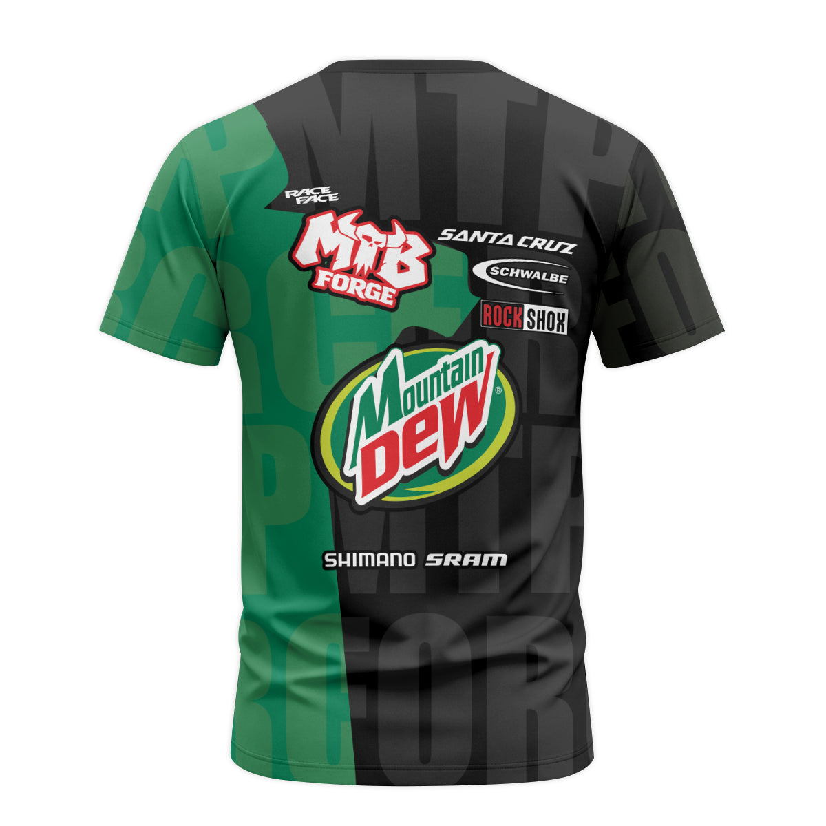 Santa Cruz Mountain Dew Youth Short Sleeve Mountain Bike Jersey – Back View Mockup