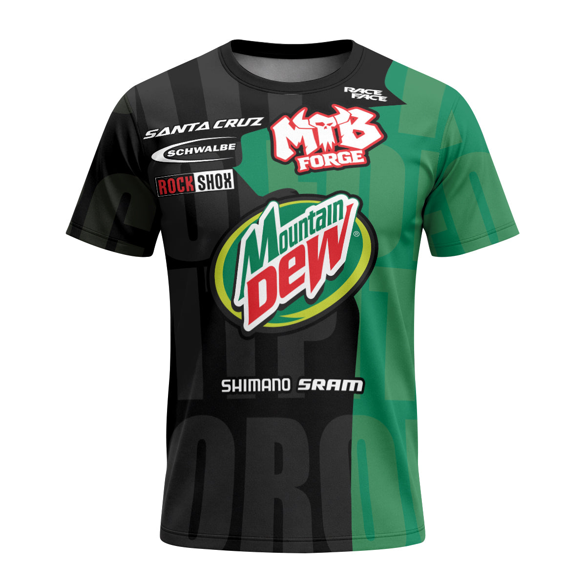 Santa Cruz Mountain Dew Youth Short Sleeve Mountain Bike Jersey – Front View Mockup