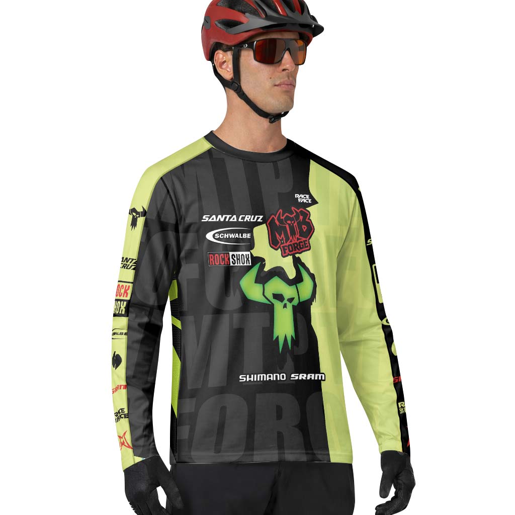 Santa Cruz MTB Forge Black Lime Long Sleeve Mountain Bike Jersey – Lifestyle View