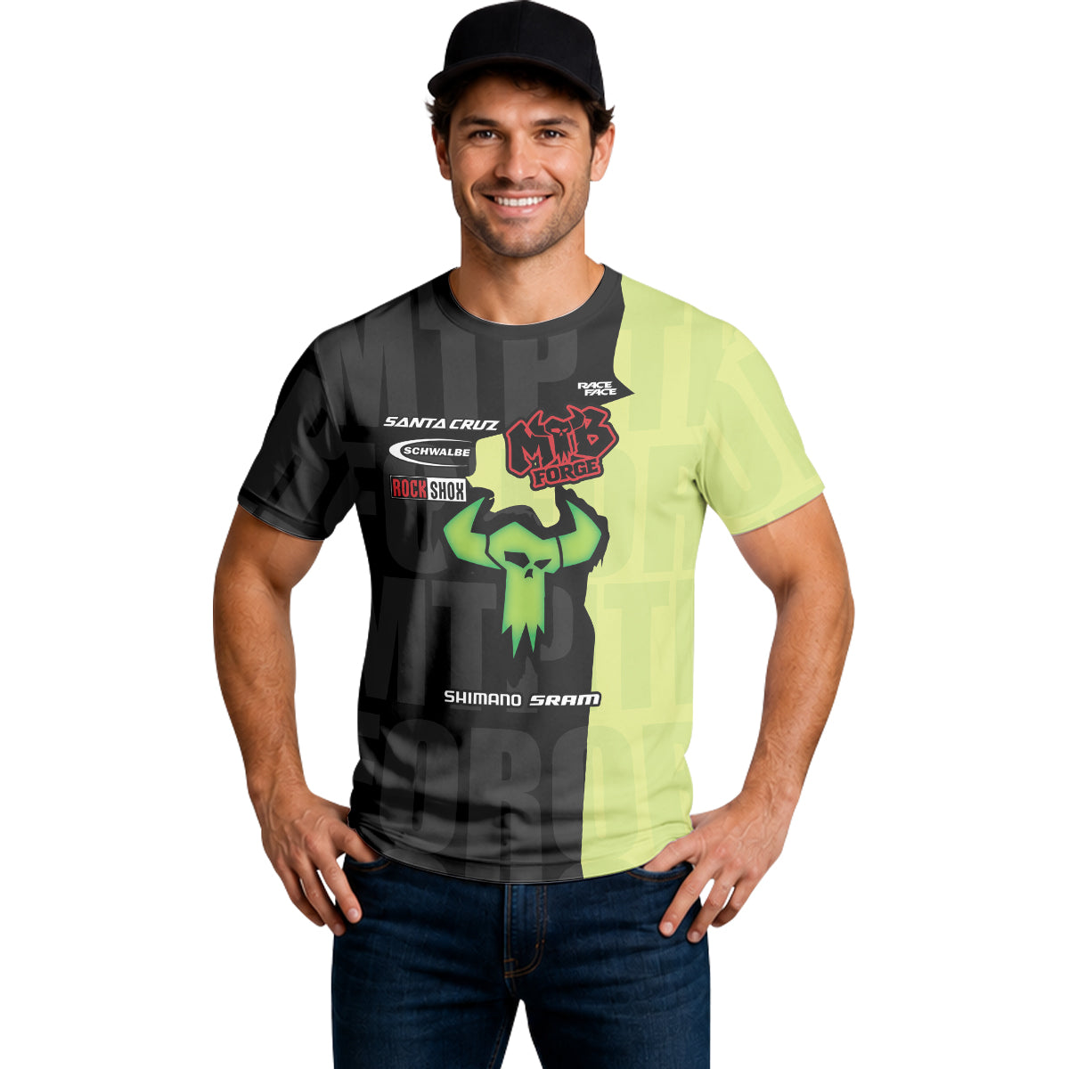 Santa Cruz MTB Forge Black Lime Short Sleeve Mountain Bike Jersey – Lifestyle View