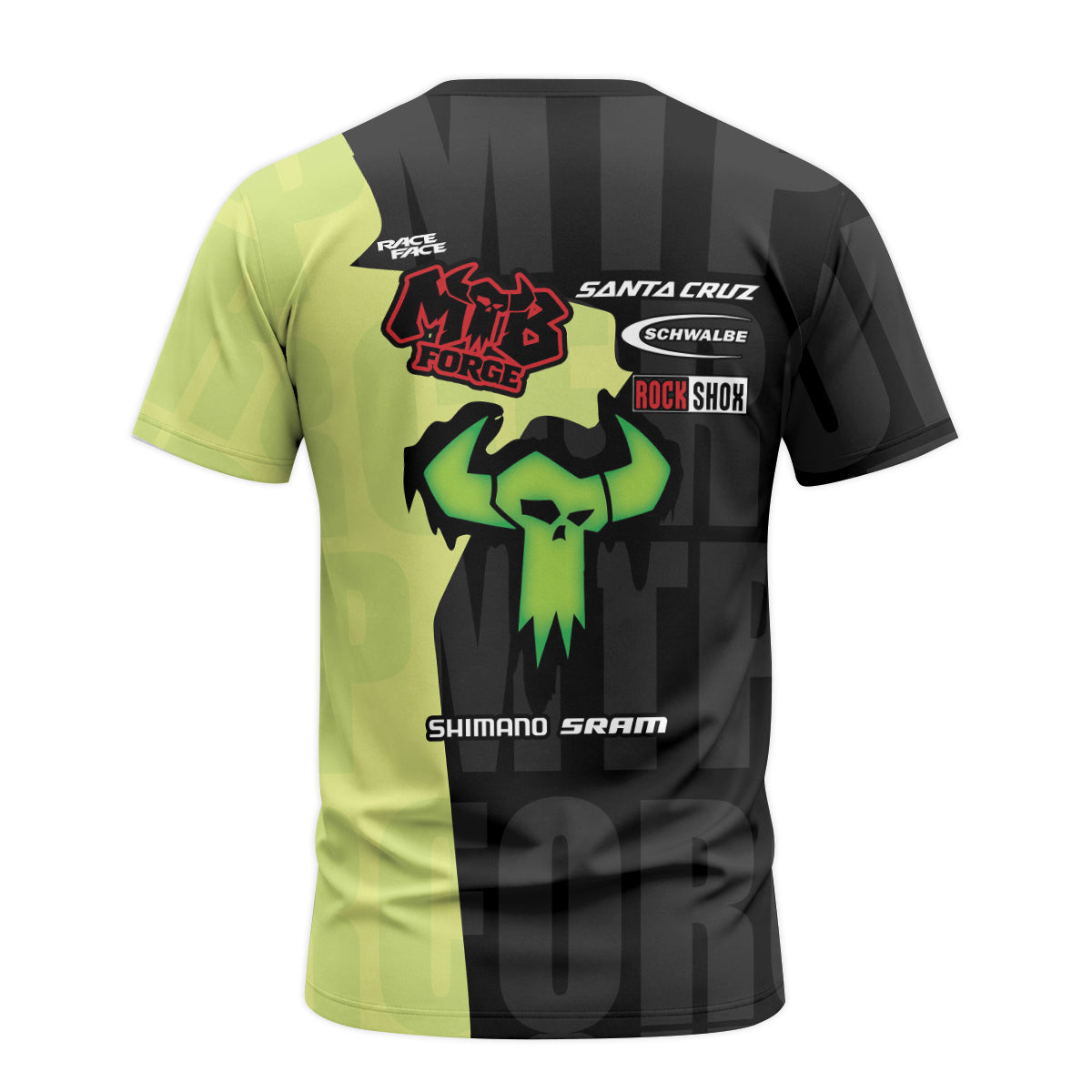 Santa Cruz MTB Forge Black Lime Short Sleeve Mountain Bike Jersey – Back View Mockup