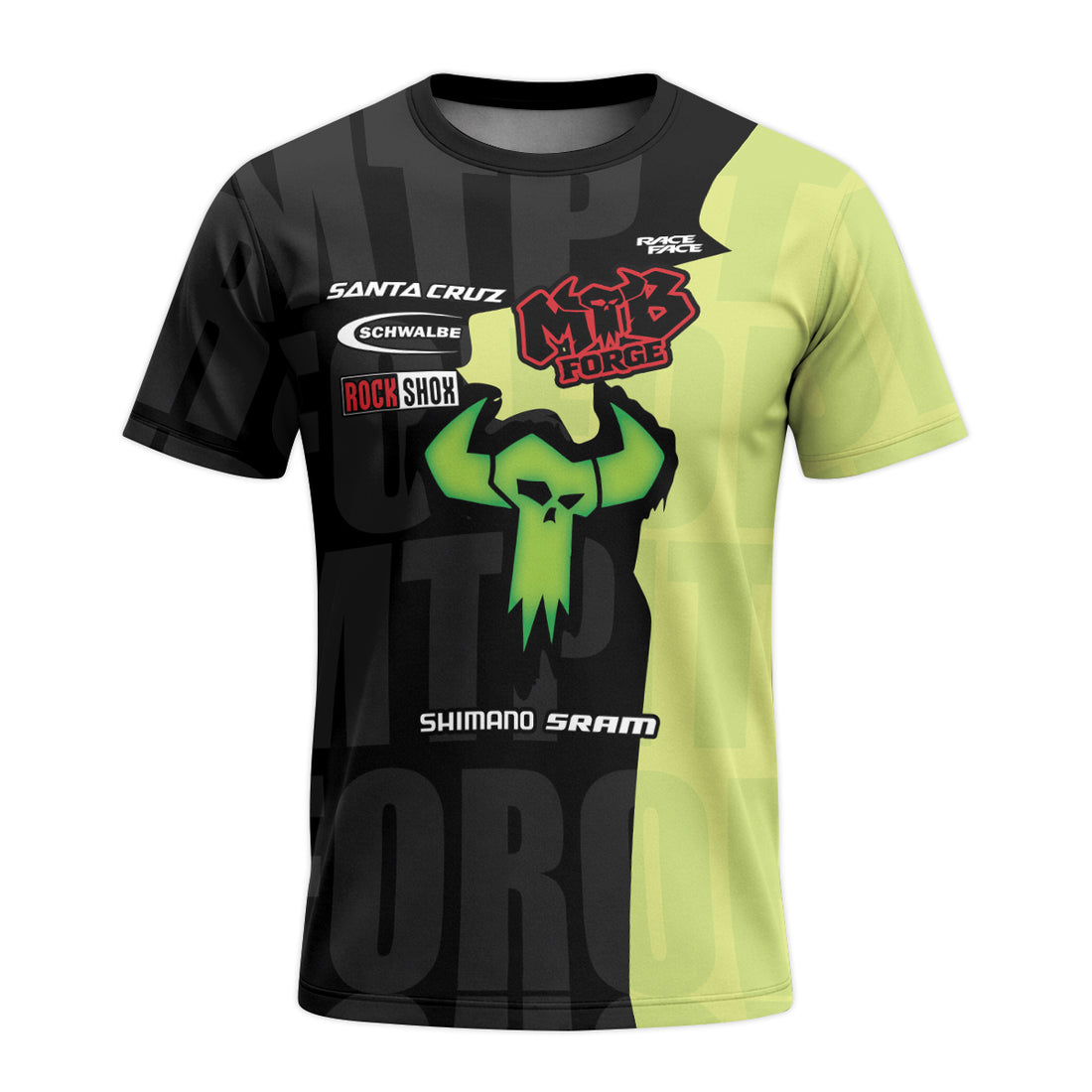 Santa Cruz MTB Forge Black Lime Short Sleeve Mountain Bike Jersey – Front and Back View