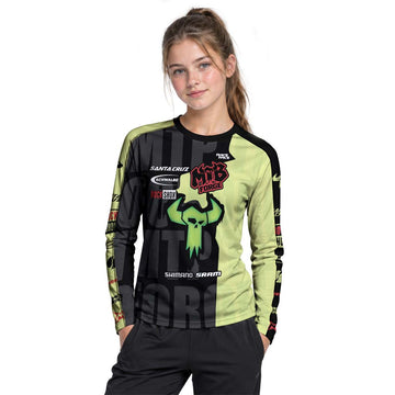 Santa Cruz MTB Forge Black Lime Youth Long Sleeve Mountain Bike Jersey – Girl Lifestyle View