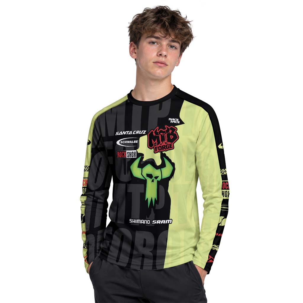 Santa Cruz MTB Forge Black Lime Youth Long Sleeve Mountain Bike Jersey – Boy Lifestyle View