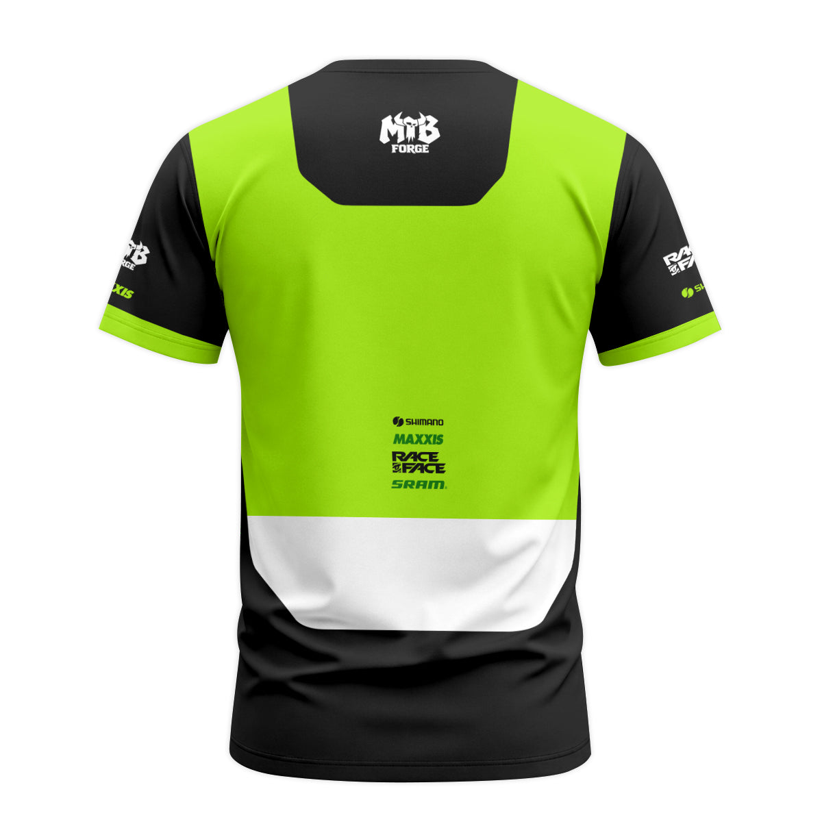 Santa Cruz Neon Green Black Factory Short Sleeve Mountain Bike Jersey – Back View Mockup