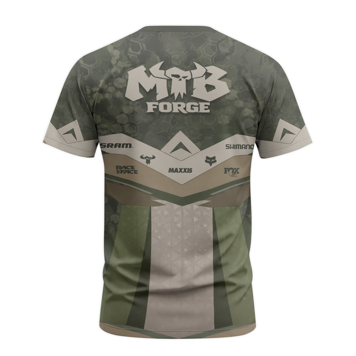 Santa Cruz Olive Camo Short Sleeve Mountain Bike Jersey - back view mockup