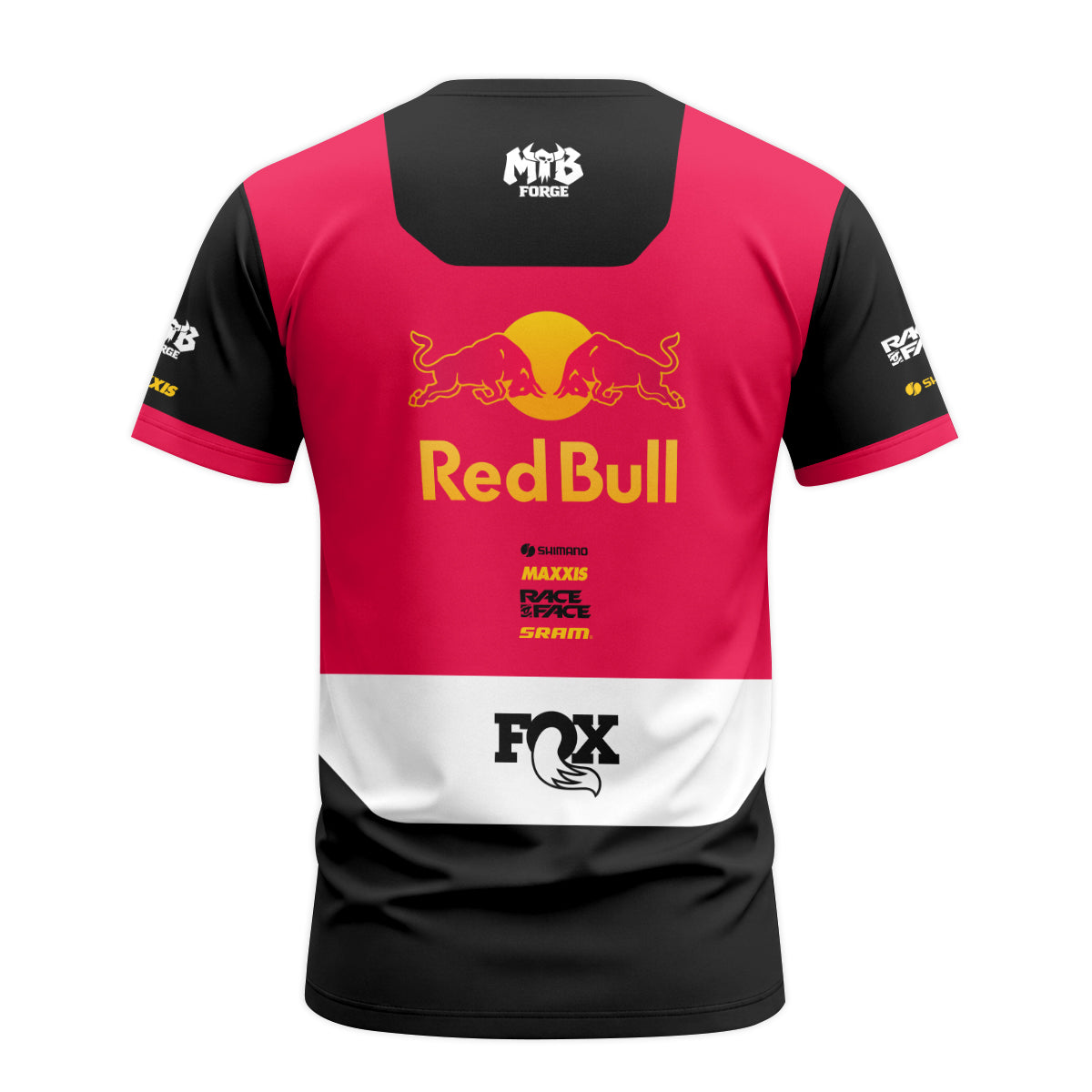 Santa Cruz Red Bull Red Black Factory Short Sleeve Mountain Bike Jersey - back view mockup