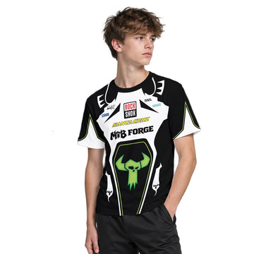 Santa Cruz RockShox Black White Green Youth Short Sleeve Mountain Bike Jersey – Boy Lifestyle View
