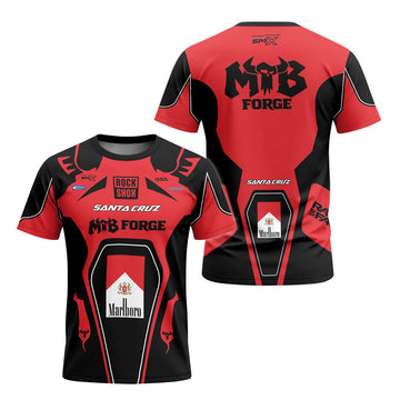 Santa Cruz RockShox Marlboro Red Black Short Sleeve Mountain Bike Jersey – Front and Back View
