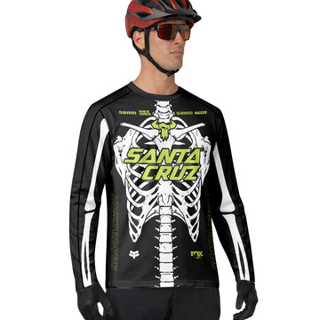Santa Cruz Skeleton Black Green Long Sleeve Mountain Bike Jersey - lifestyle view