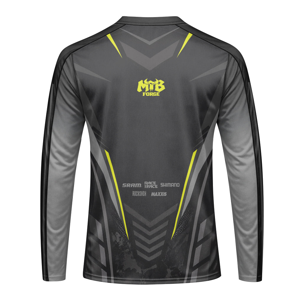 Santa Cruz Skull Black Gray Long Sleeve Mountain Bike Jersey - back view mockup