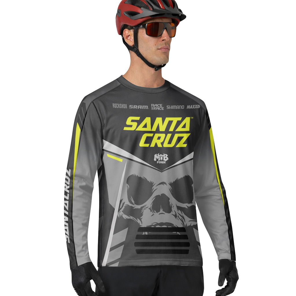 Santa Cruz Skull Black Gray Long Sleeve Mountain Bike Jersey - lifestyle view