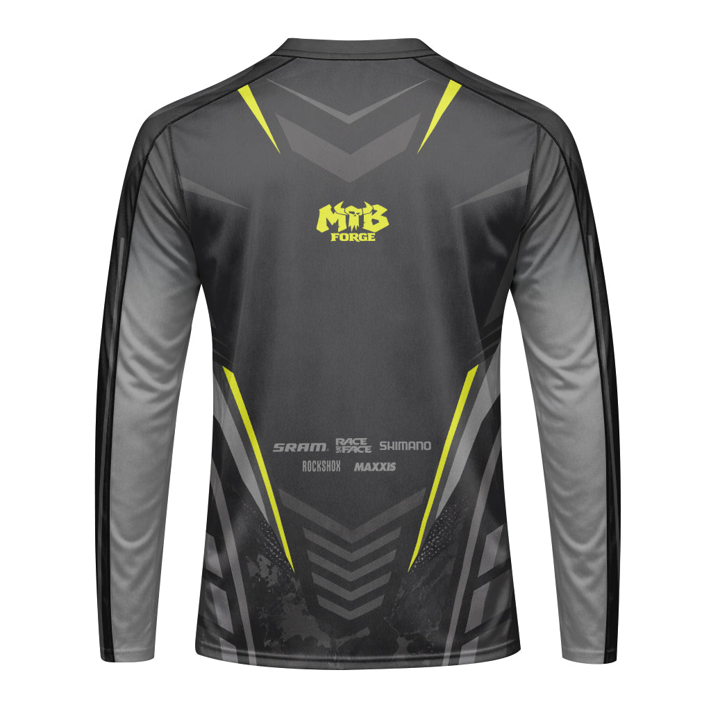 Santa Cruz Skull Black Gray Youth Long Sleeve Mountain Bike Jersey – Back View Mockup