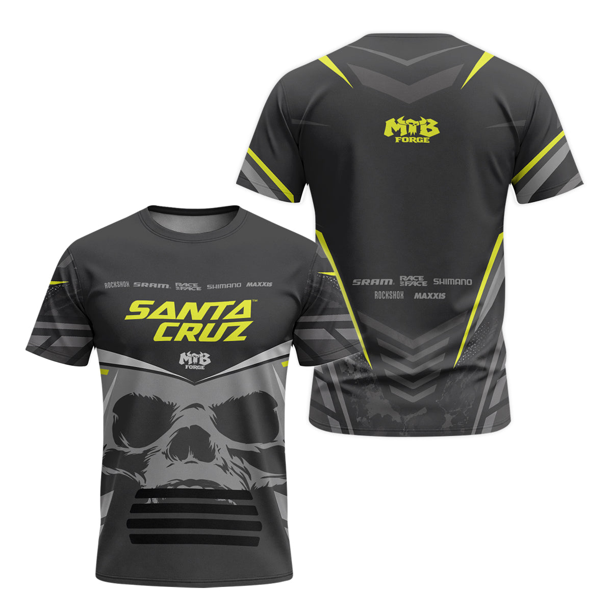 Santa Cruz Skull Black Gray Youth Short Sleeve Mountain Bike Jersey – Front and Back View