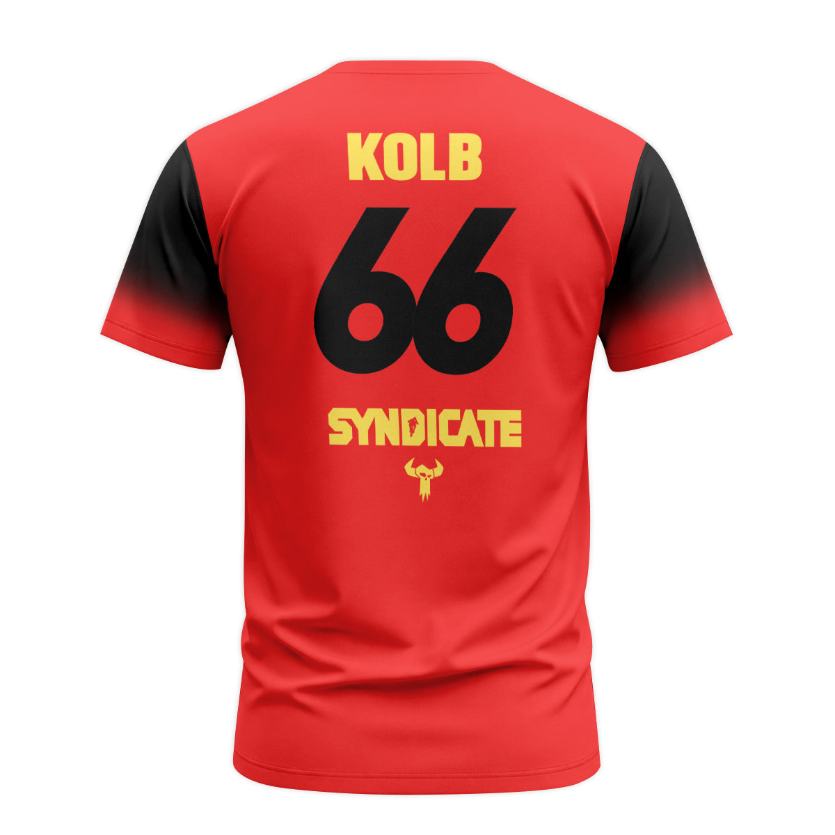 Santa Cruz Syndicate Andreas Kolb #66 Red Downhill Short Sleeve Mountain Bike Jersey – Back View Mockup