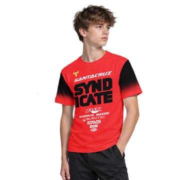 Santa Cruz Syndicate Andreas Kolb #66 Red Downhill Youth Short Sleeve Mountain Bike Jersey – Boy Lifestyle View