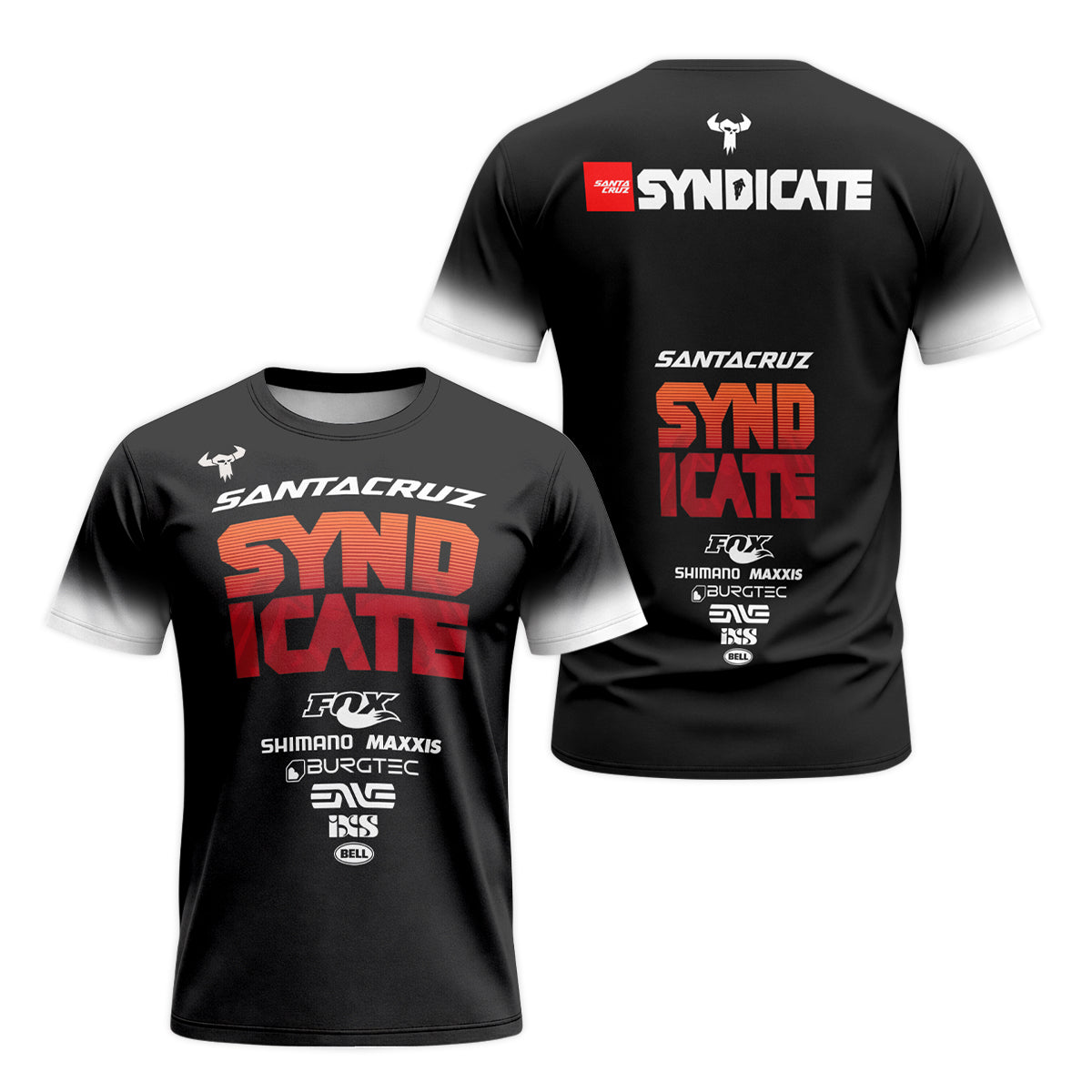 Santa Cruz Syndicate Black Red Downhill Short Sleeve Mountain Bike Jersey – Front and Back View