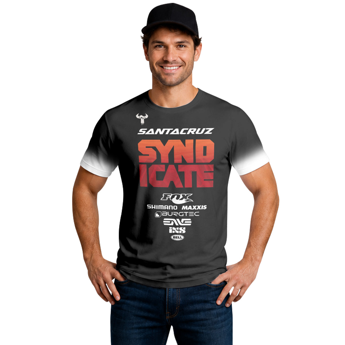 Santa Cruz Syndicate Black Red Downhill Short Sleeve Mountain Bike Jersey – Lifestyle View