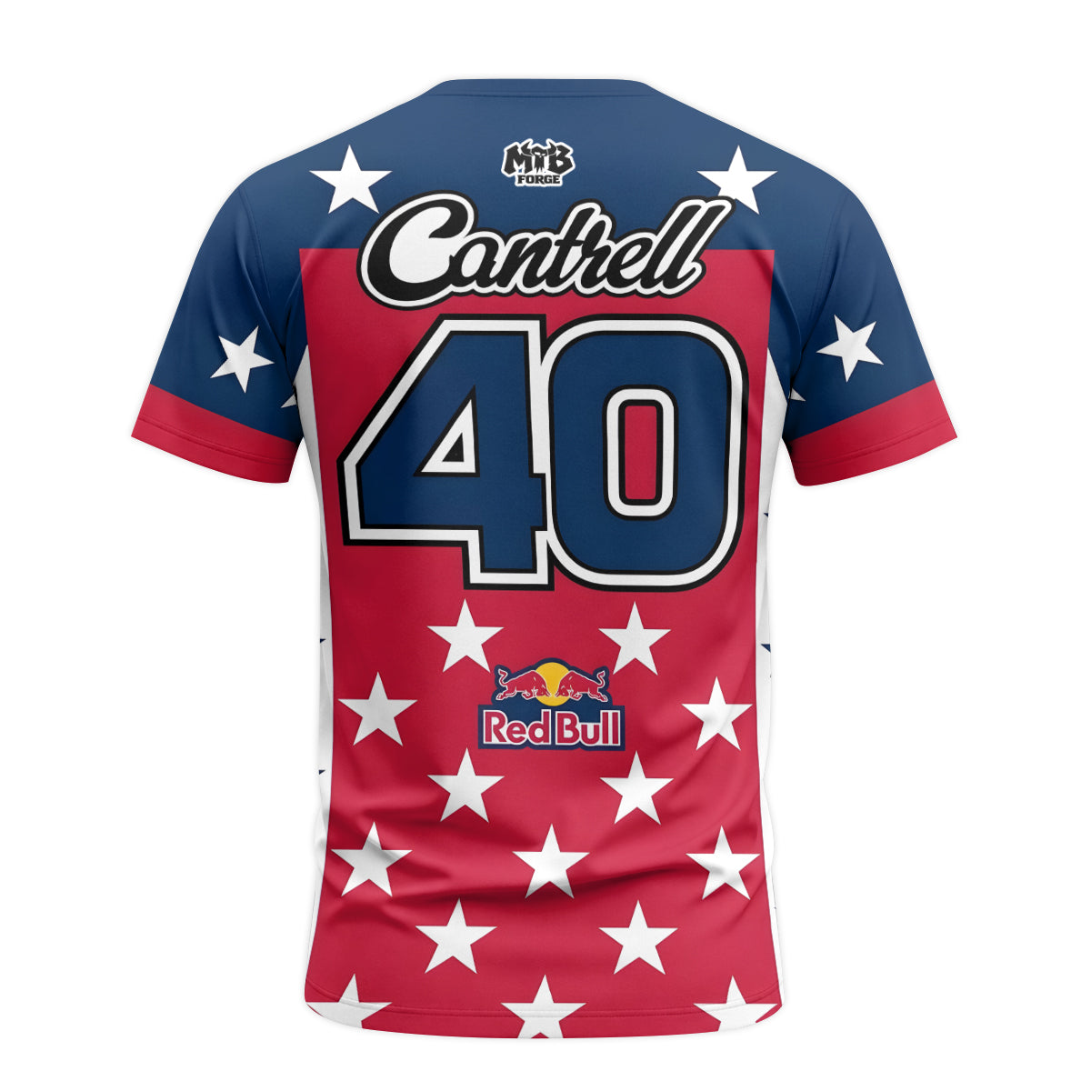 Sean Cantrell 40 Kawasaki Red Bull Patriotic Short Sleeve Motocross Jersey – Back View Mockup