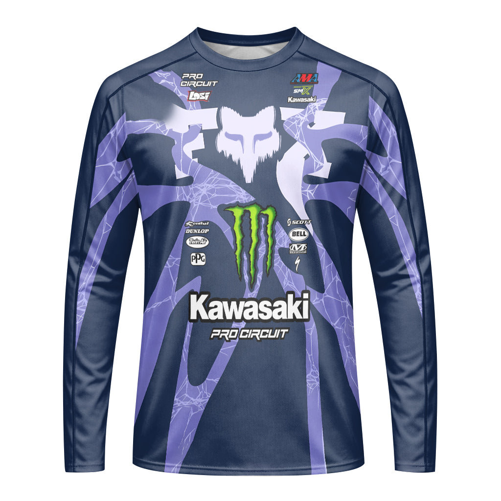 Seth Hammaker 10 Kawasaki Monster Energy Pro Circuit Long Sleeve Motocross Jersey - front view mockup