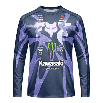 Seth Hammaker 10 Kawasaki Monster Energy Pro Circuit Long Sleeve Motocross Jersey - front view mockup