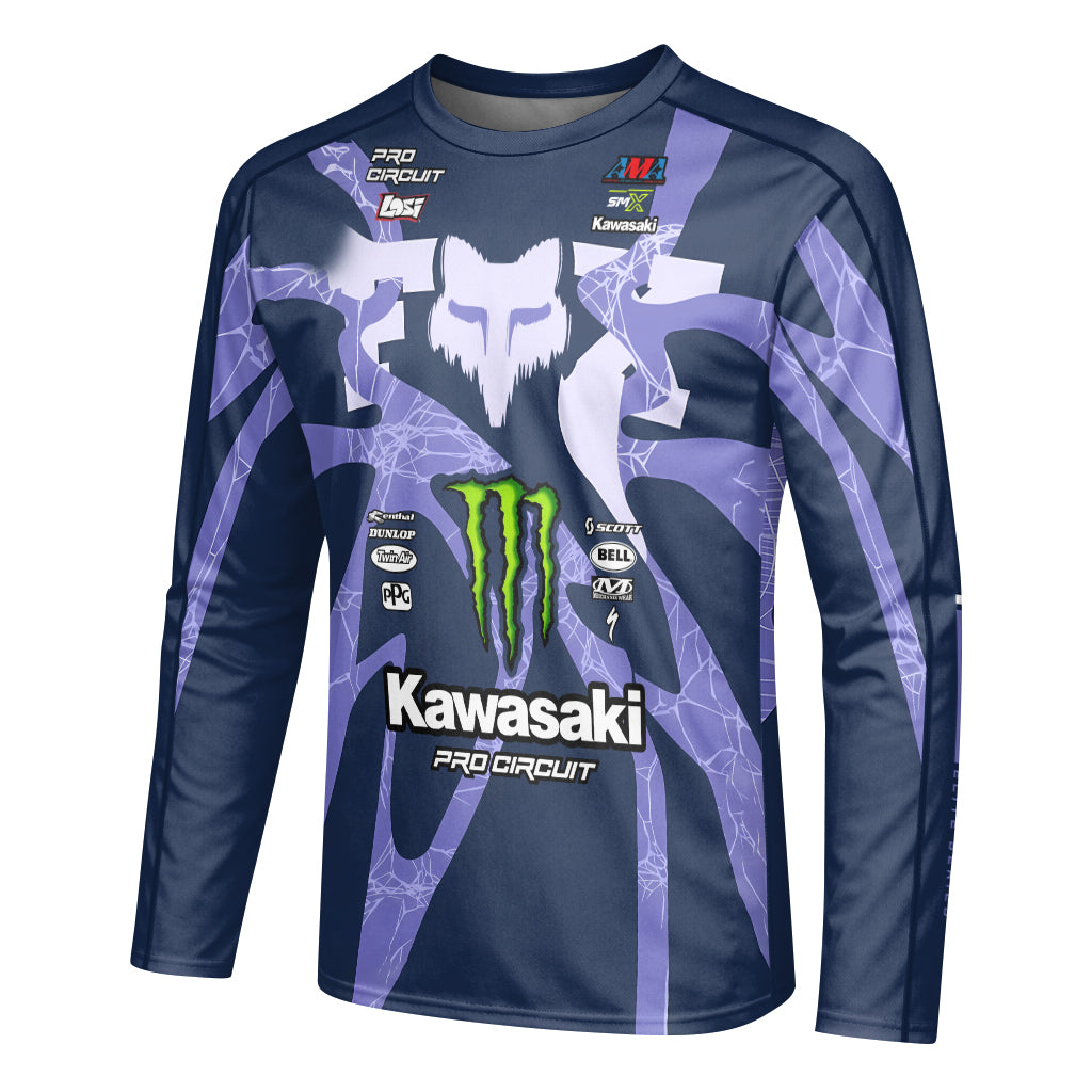 Seth Hammaker 10 Kawasaki Monster Energy Pro Circuit Long Sleeve Motocross Jersey - left side mockup