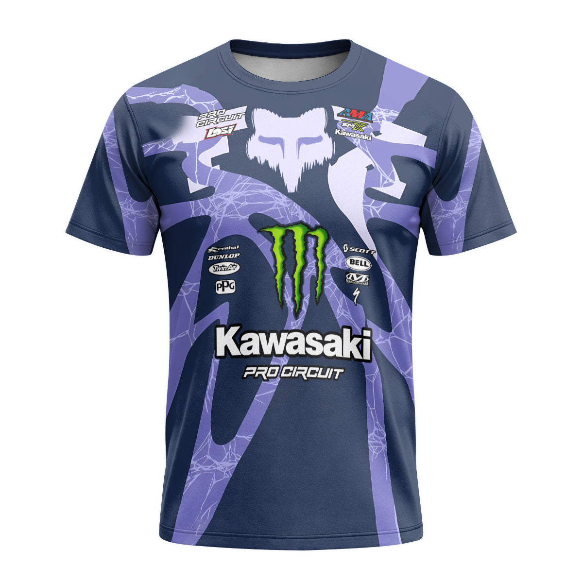 Seth Hammaker 10 Kawasaki Monster Energy Pro Circuit Short Sleeve Motocross Jersey - front view mockup