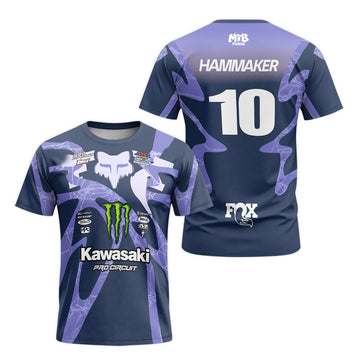 Seth Hammaker 10 Kawasaki Monster Energy Pro Circuit Short Sleeve Motocross Jersey - front and back view