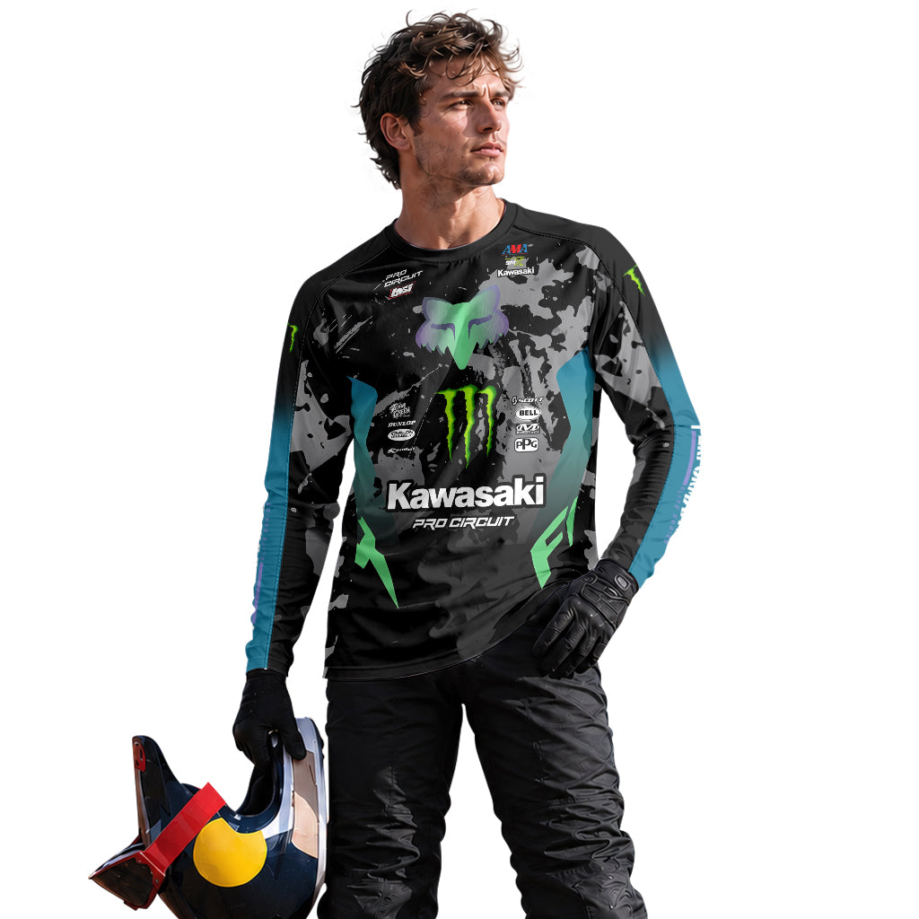Seth Hammaker 47 Kawasaki Monster Energy Pro Circuit Long Sleeve Motocross Jersey - lifestyle view