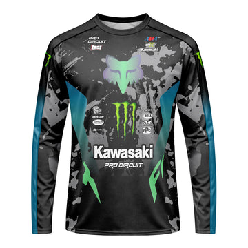 Seth Hammaker 47 Kawasaki Monster Energy Pro Circuit Long Sleeve Motocross Jersey - front view mockup