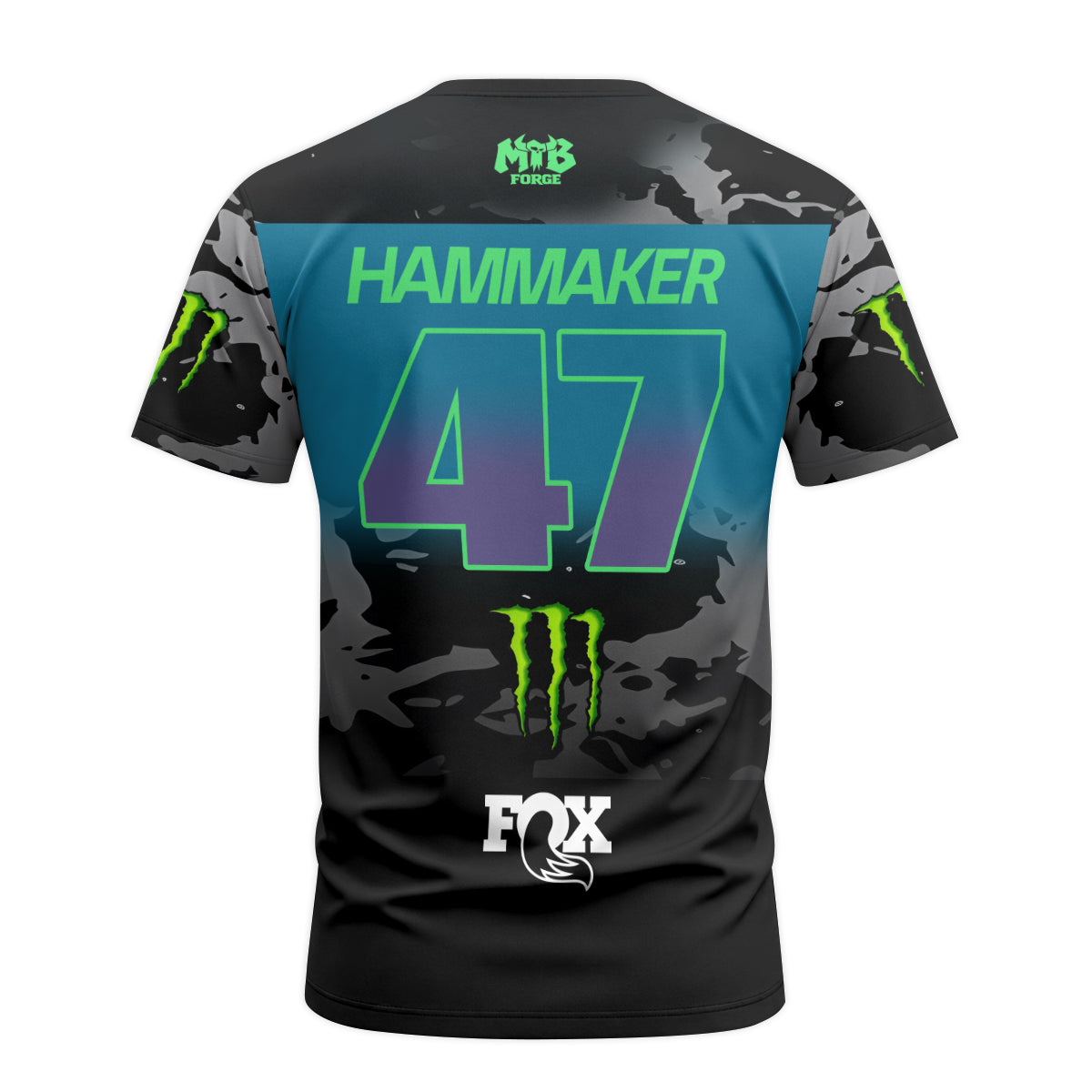 Seth Hammaker 47 Kawasaki Monster Energy Pro Circuit Short Sleeve Motocross Jersey - back view mockup
