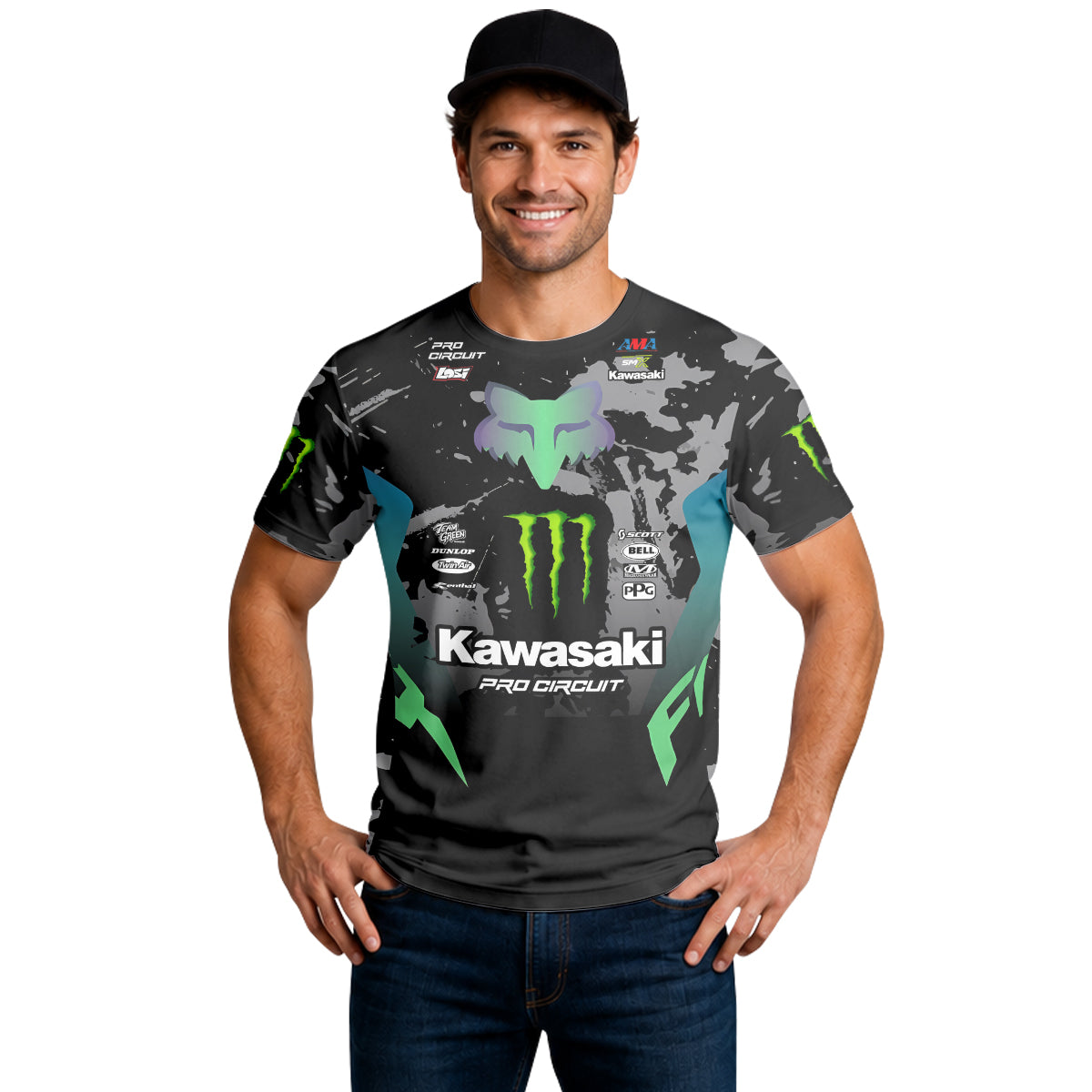 Seth Hammaker 47 Kawasaki Monster Energy Pro Circuit Short Sleeve Motocross Jersey - lifestyle view