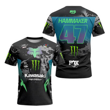 Seth Hammaker 47 Kawasaki Monster Energy Pro Circuit Short Sleeve Motocross Jersey - front and back view
