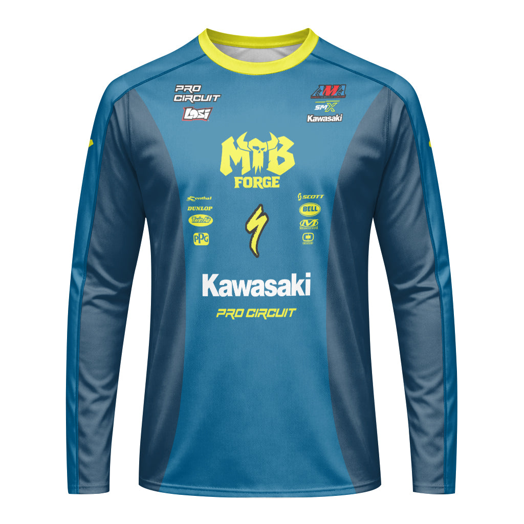 Seth Hammaker 56 Kawasaki Pro Circuit Long Sleeve Motocross Jersey – Front View Mockup