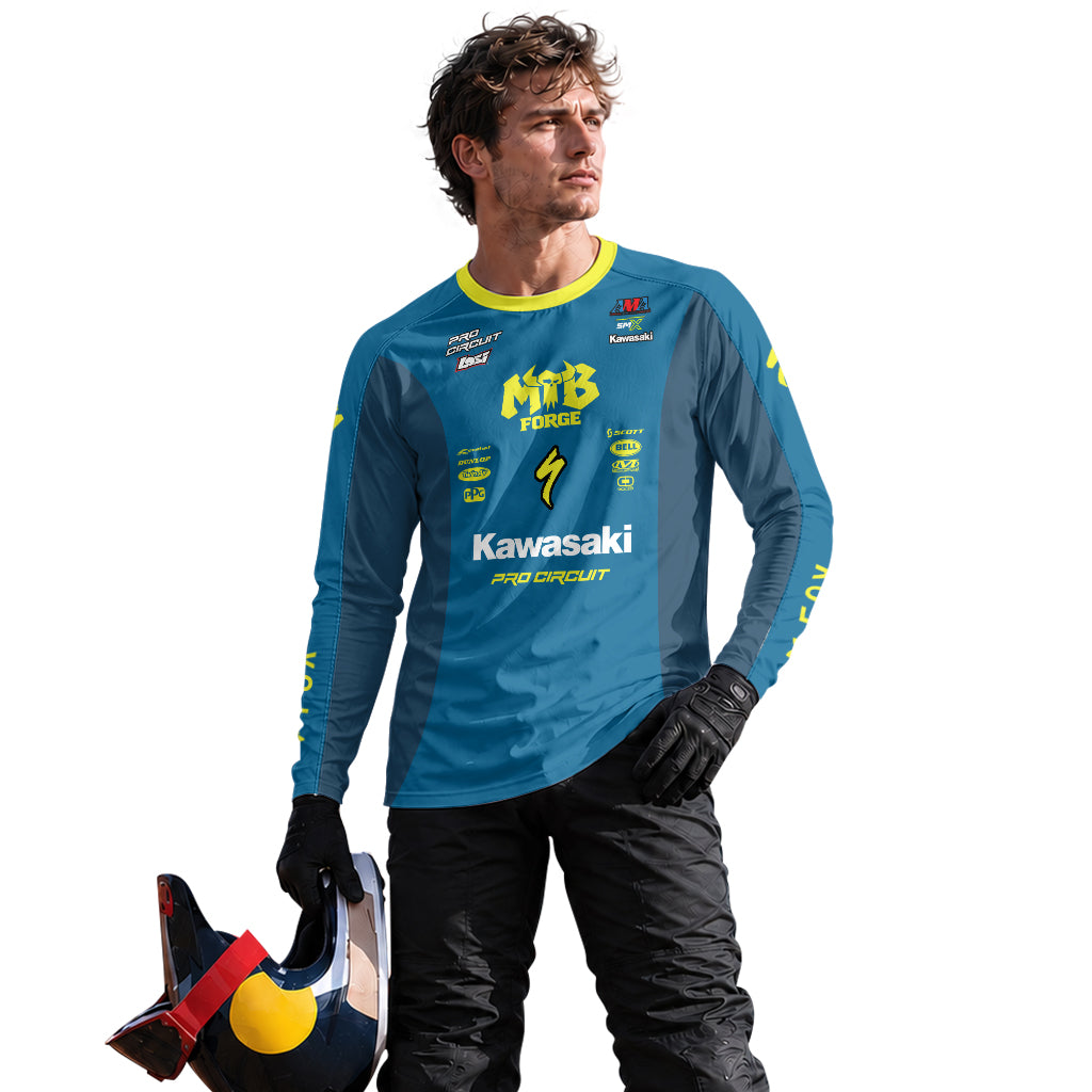 Seth Hammaker 56 Kawasaki Pro Circuit Long Sleeve Motocross Jersey – Lifestyle View