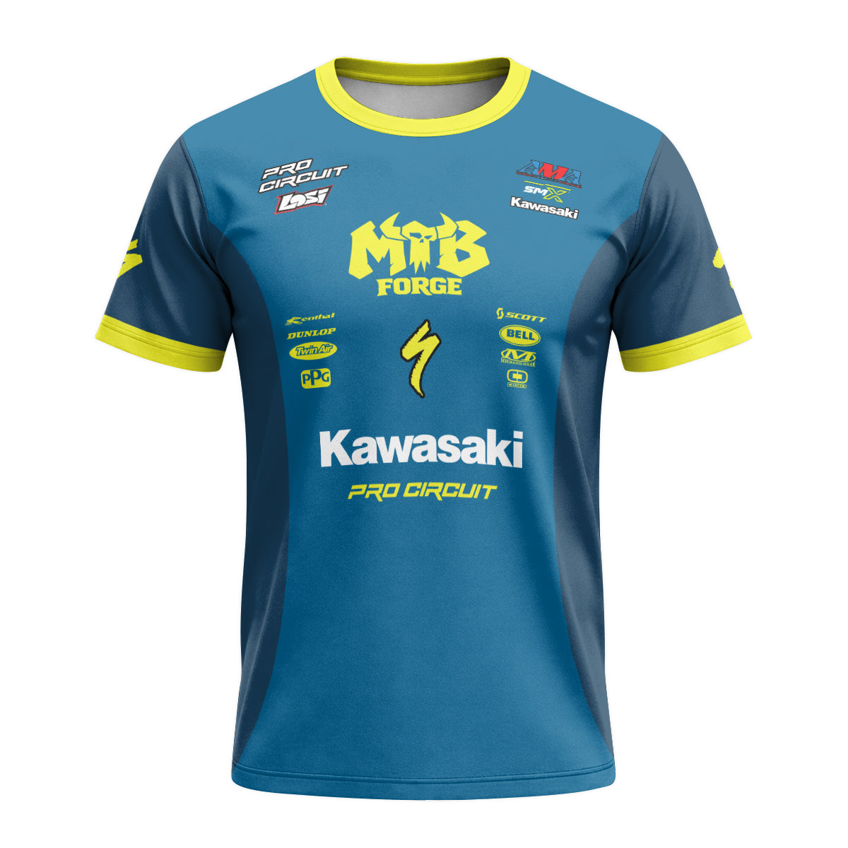 Seth Hammaker 56 Kawasaki Pro Circuit Short Sleeve Motocross Jersey – Front View Mockup