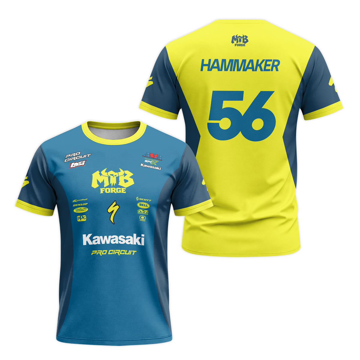 Seth Hammaker 56 Kawasaki Pro Circuit Short Sleeve Motocross Jersey – Front and Back View