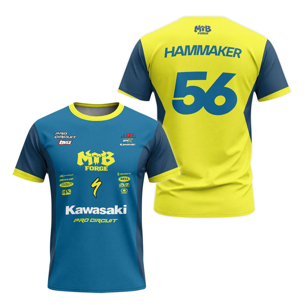 Seth Hammaker 56 Kawasaki Pro Circuit Youth Short Sleeve Motocross Jersey – Front and Back View