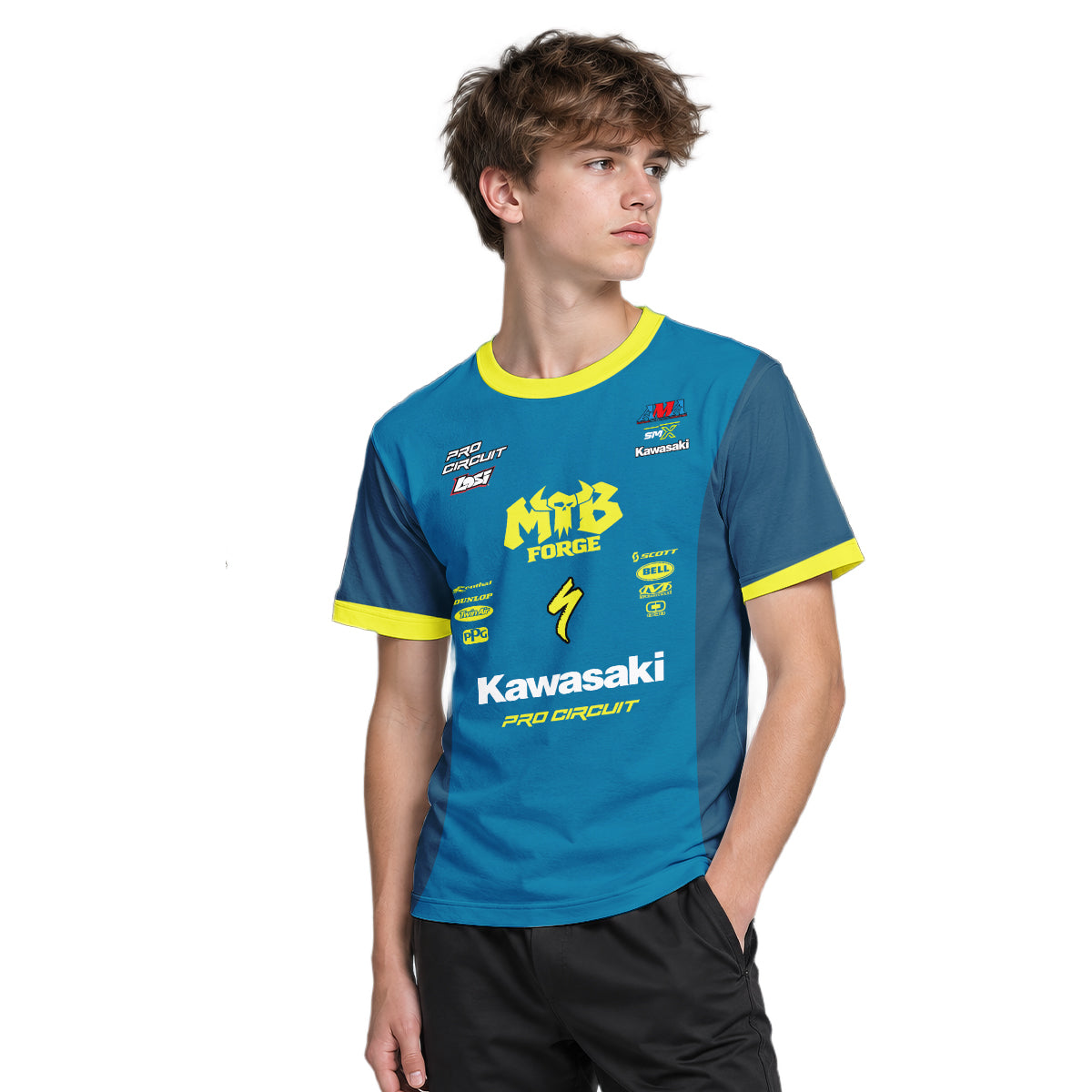 Seth Hammaker 56 Kawasaki Pro Circuit Youth Short Sleeve Motocross Jersey – Boy Lifestyle View