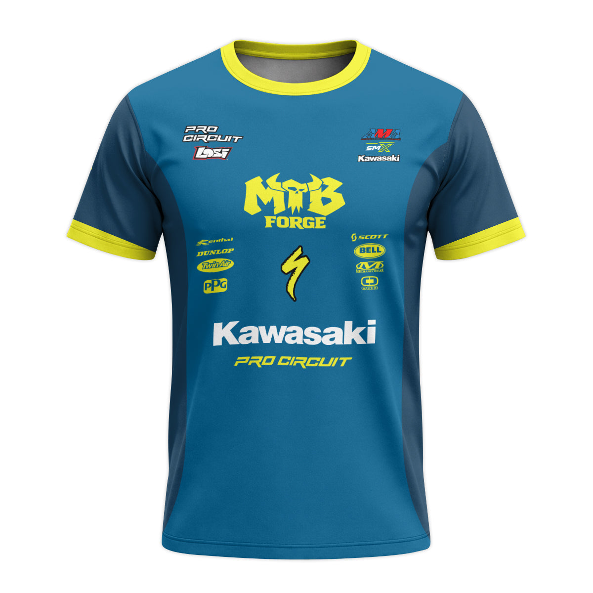 Seth Hammaker 56 Kawasaki Pro Circuit Youth Short Sleeve Motocross Jersey – Front View Mockup