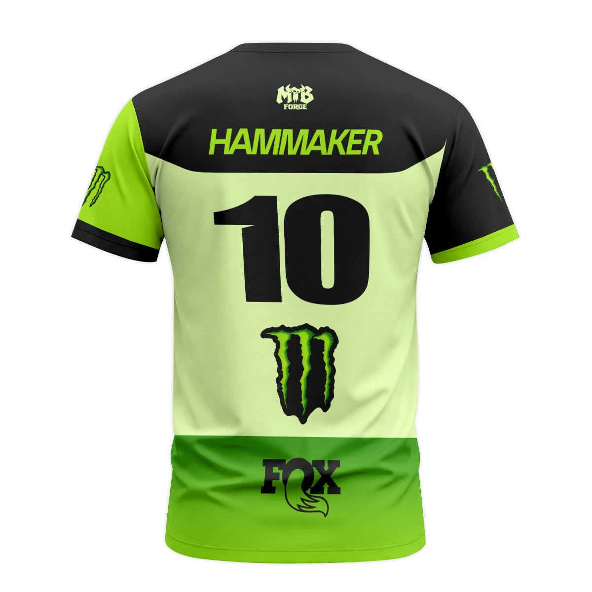 Seth Hammaker Kawasaki Monster Energy Green Black Short Sleeve Motocross Jersey - back view mockup